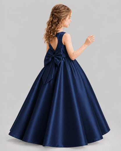 Navy Blue A-line Girls Formal Dresses Pose