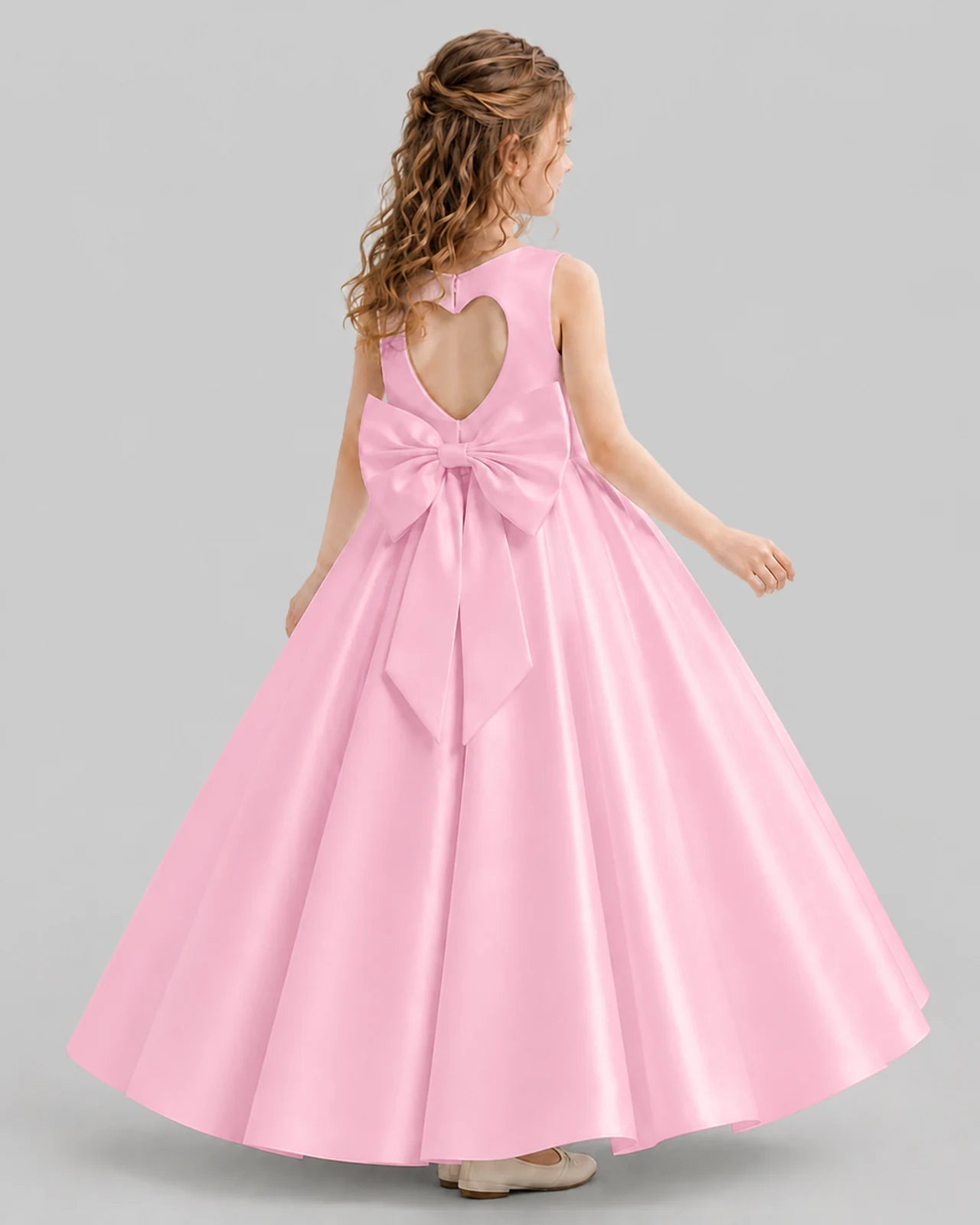 Pink A-line Girls Formal Dresses Back