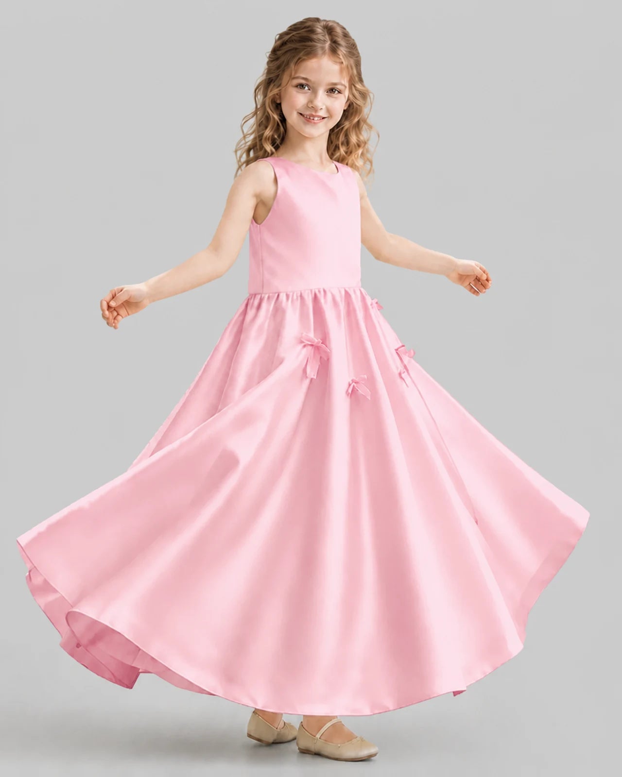 Pink A-line Girls Formal Dresses Front