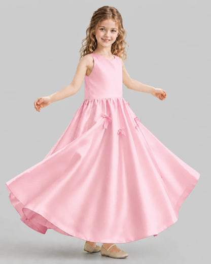 Pink A-line Girls Formal Dresses Front