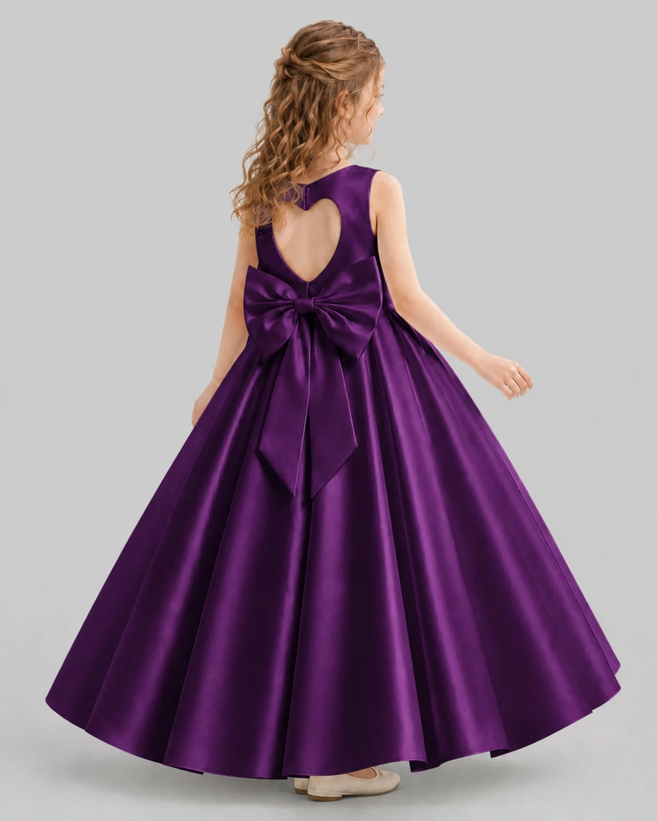 Purple A-line Girls Formal Dresses Back