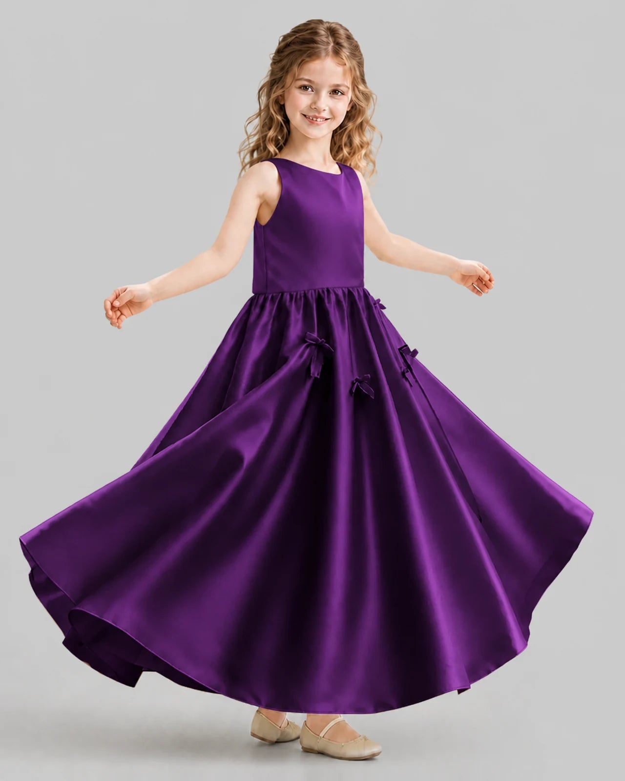 Purple A-line Girls Formal Dresses Front