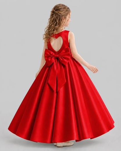 Red A-line Girls Formal Dresses Back
