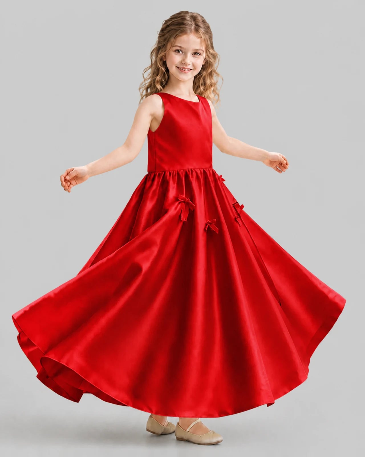 Red A-line Girls Formal Dresses Front