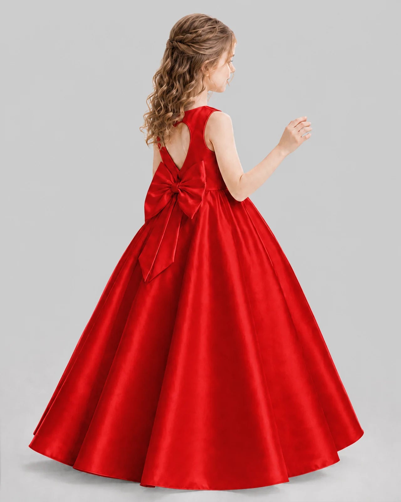 Red A-line Girls Formal Dresses Pose