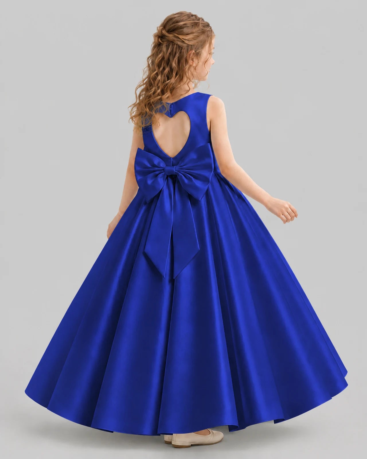 Royal Blue A-line Girls Formal Dresses Back