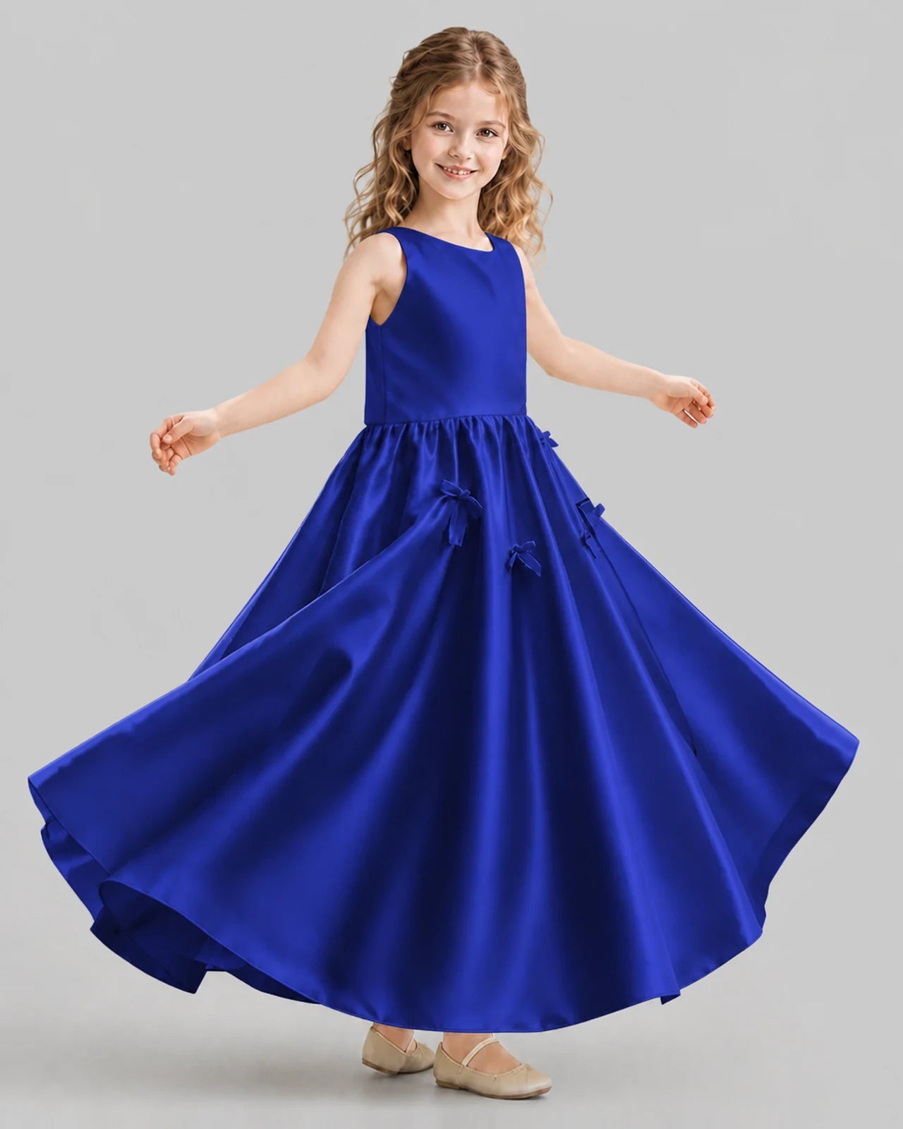 Royal Blue A-line Girls Formal Dresses Front