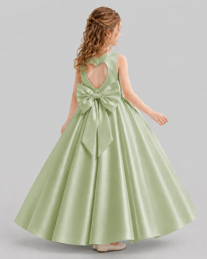 Sage Green A-line Girls Formal Dresses Back