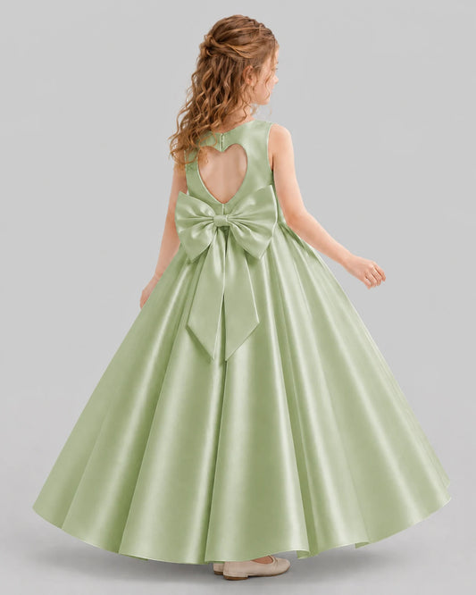 Sage Green A-line Girls Formal Dresses Back