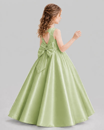 Sage Green A-line Girls Formal Dresses Pose