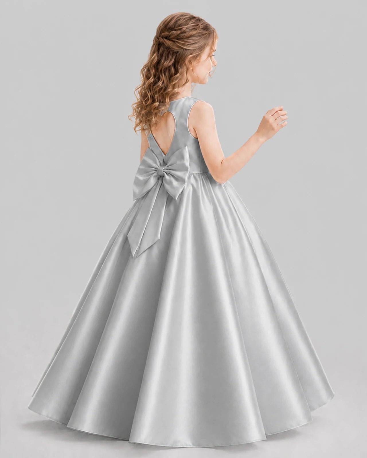 Silver A-line Girls Formal Dresses Pose