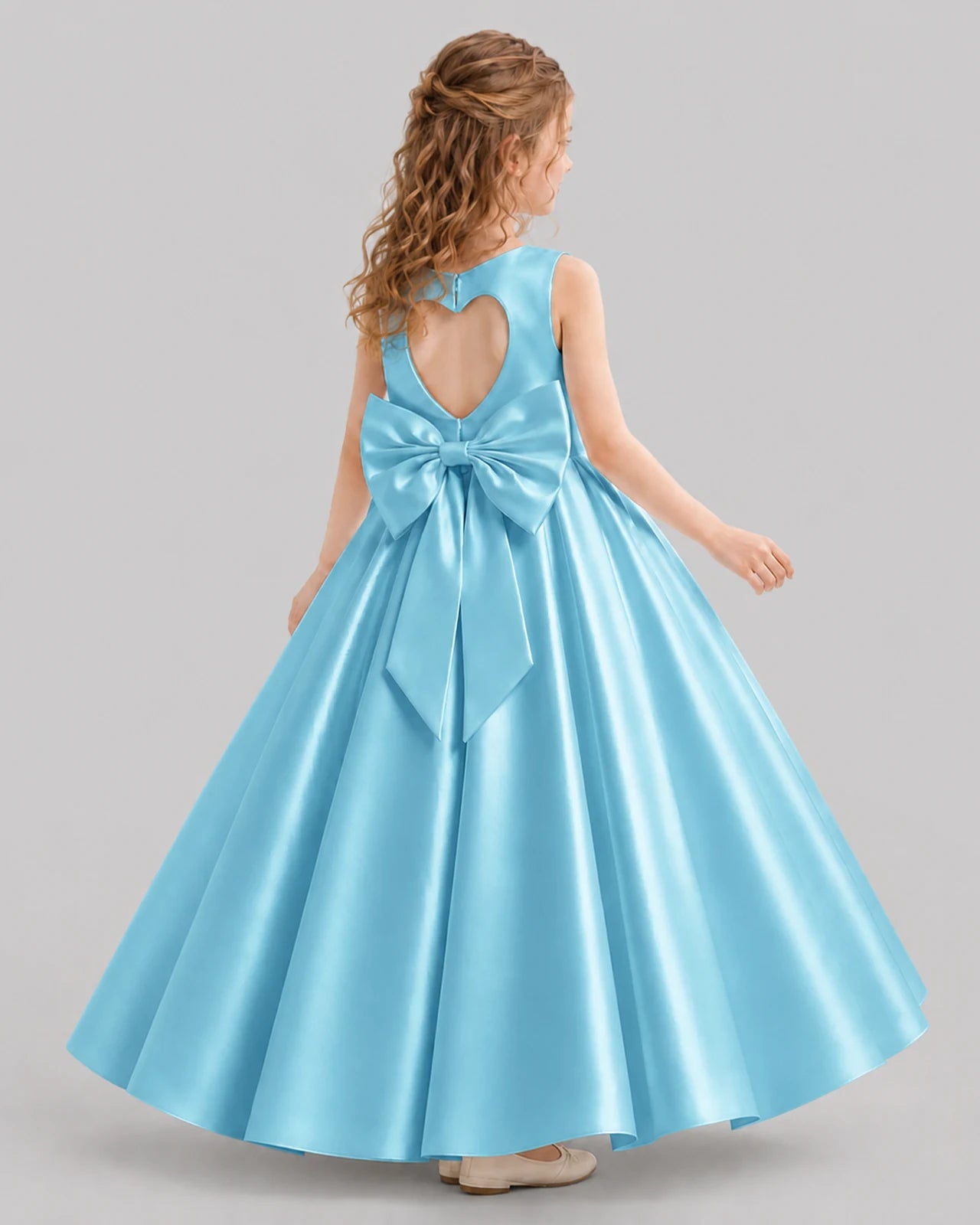 Sky Blue A-line Girls Formal Dresses Back