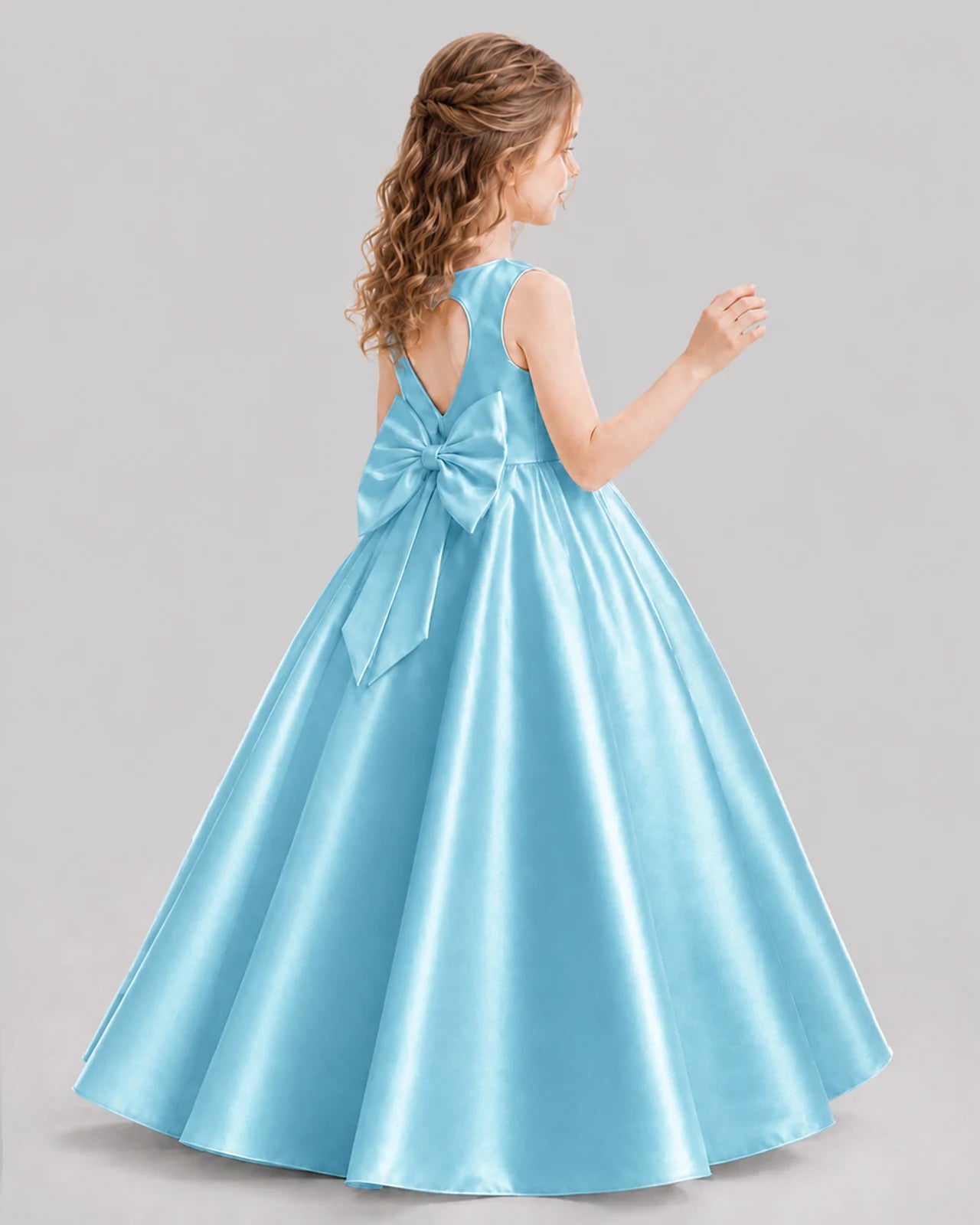 Sky Blue A-line Girls Formal Dresses Pose