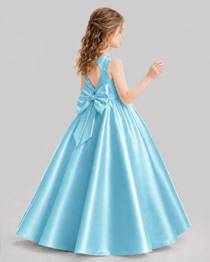 Sky Blue A-line Girls Formal Dresses Pose