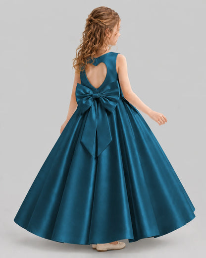 Teal A-line Girls Formal Dresses Back