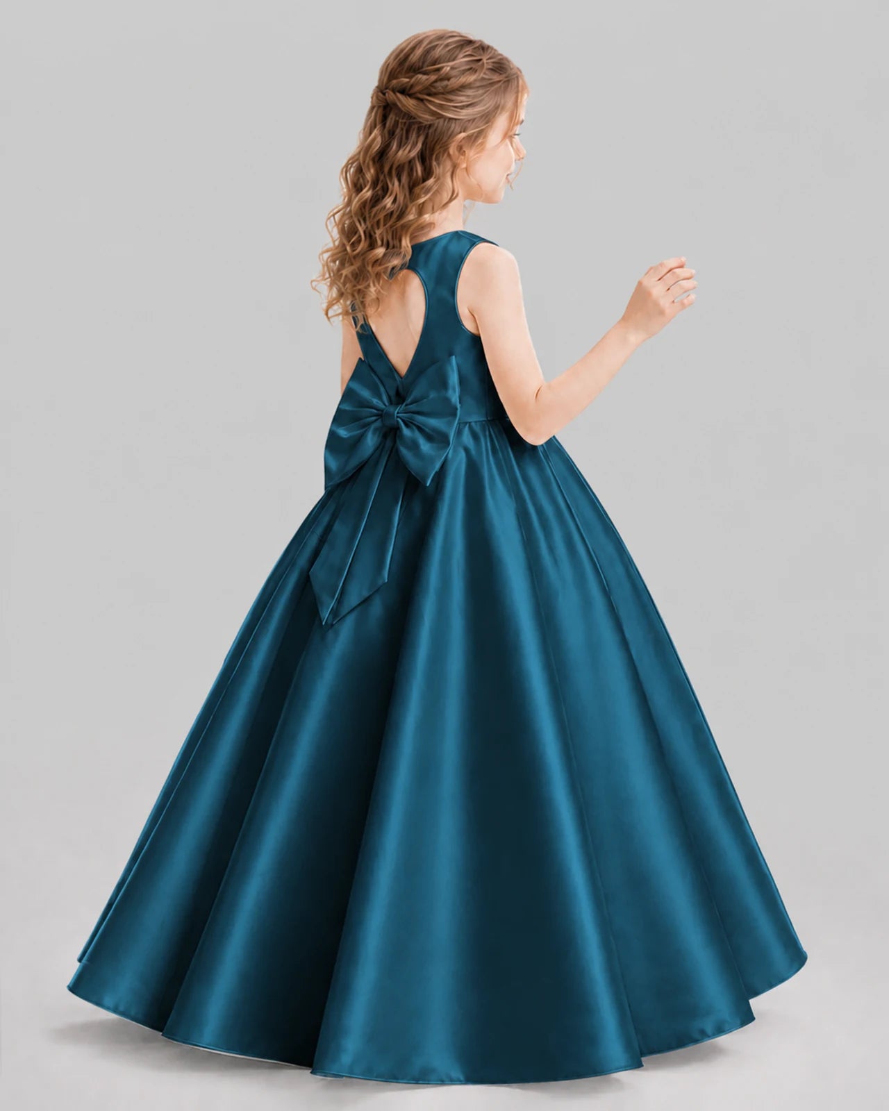 Teal A-line Girls Formal Dresses Pose