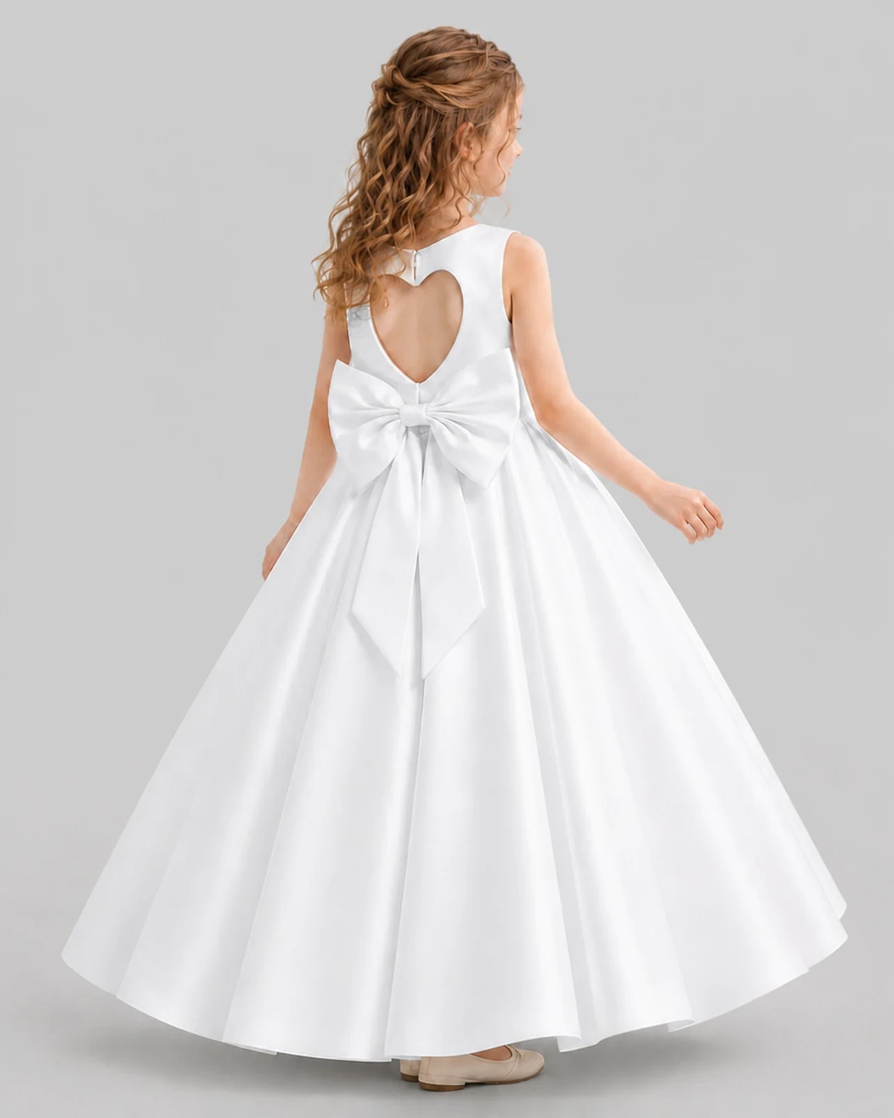 White A-line Girls Formal Dresses Back