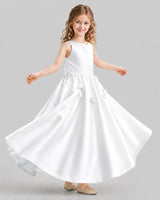 White A-line Girls Formal Dresses Front