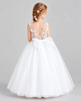 White Ball Gown Flower Girl Dresses Back