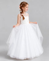 White Ball Gown Flower Girl Dresses Side