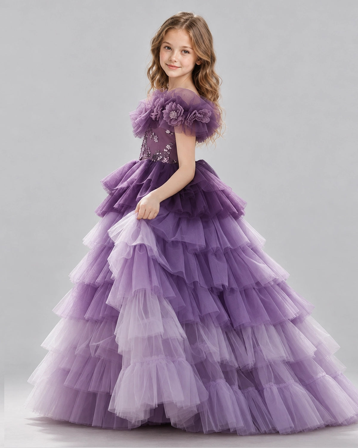 Grape Ball Gown Girls Pageant Dresses Back