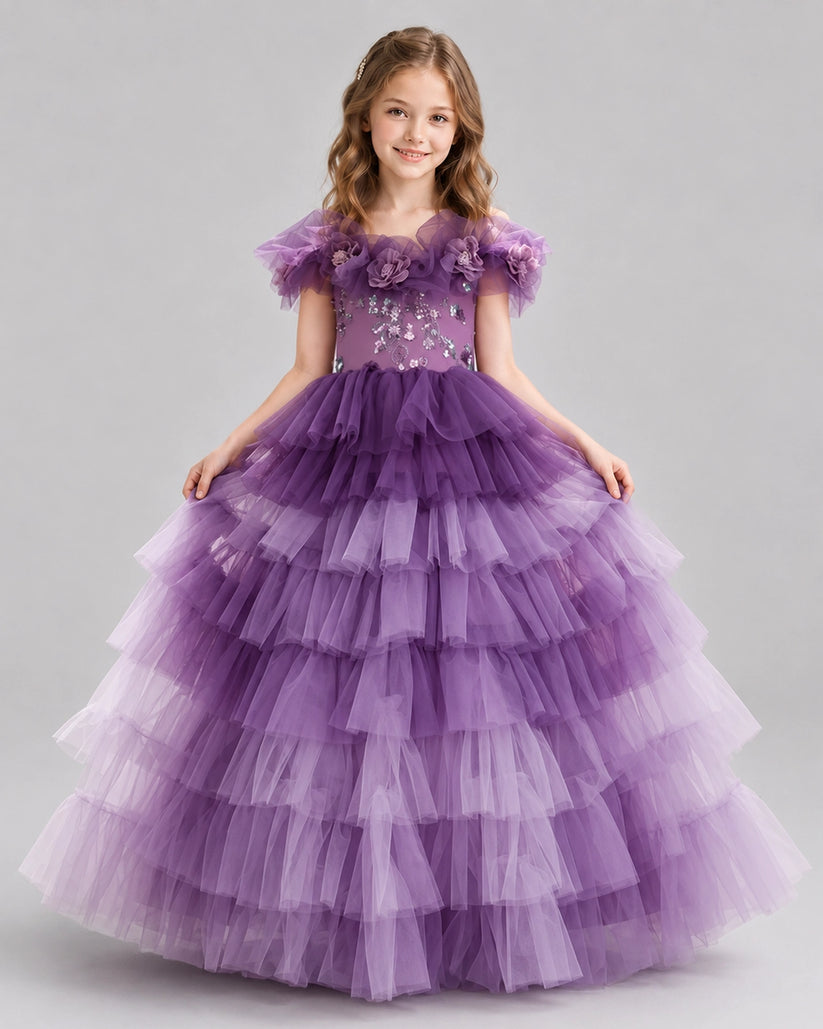 Grape Ball Gown Girls Pageant Dresses Front