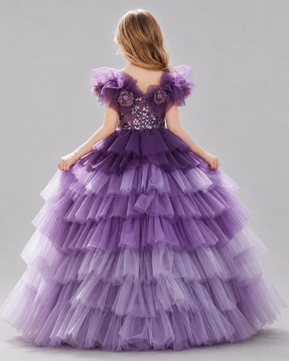 Grape Ball Gown Girls Pageant Dresses Side