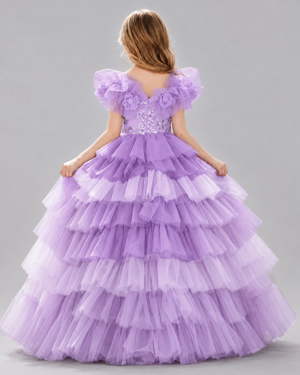 Lilac Ball Gown Girls Pageant Dresses Side