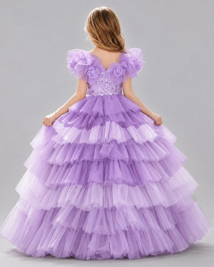 Lilac Ball Gown Girls Pageant Dresses Side