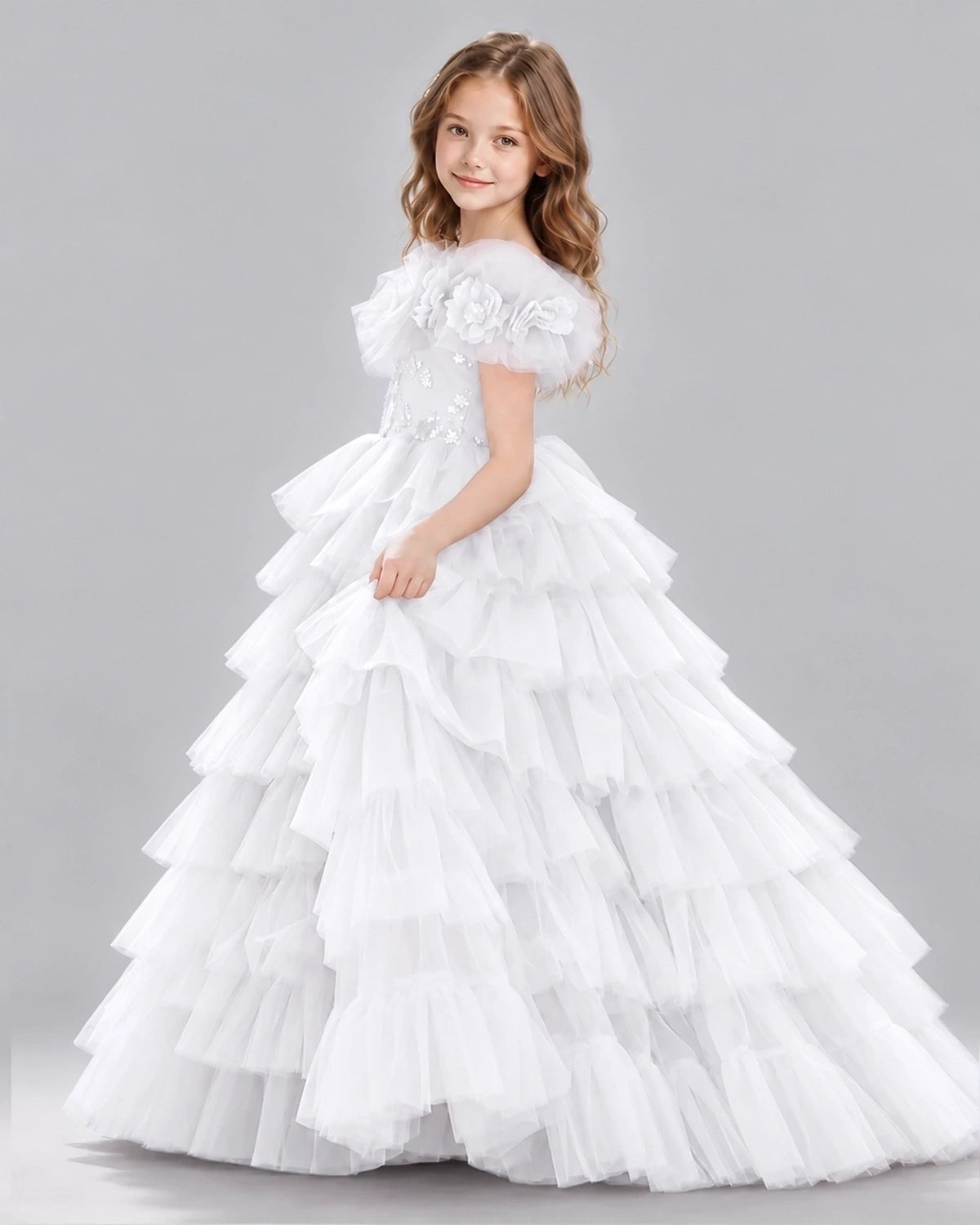 White Ball Gown Girls Pageant Dresses Back