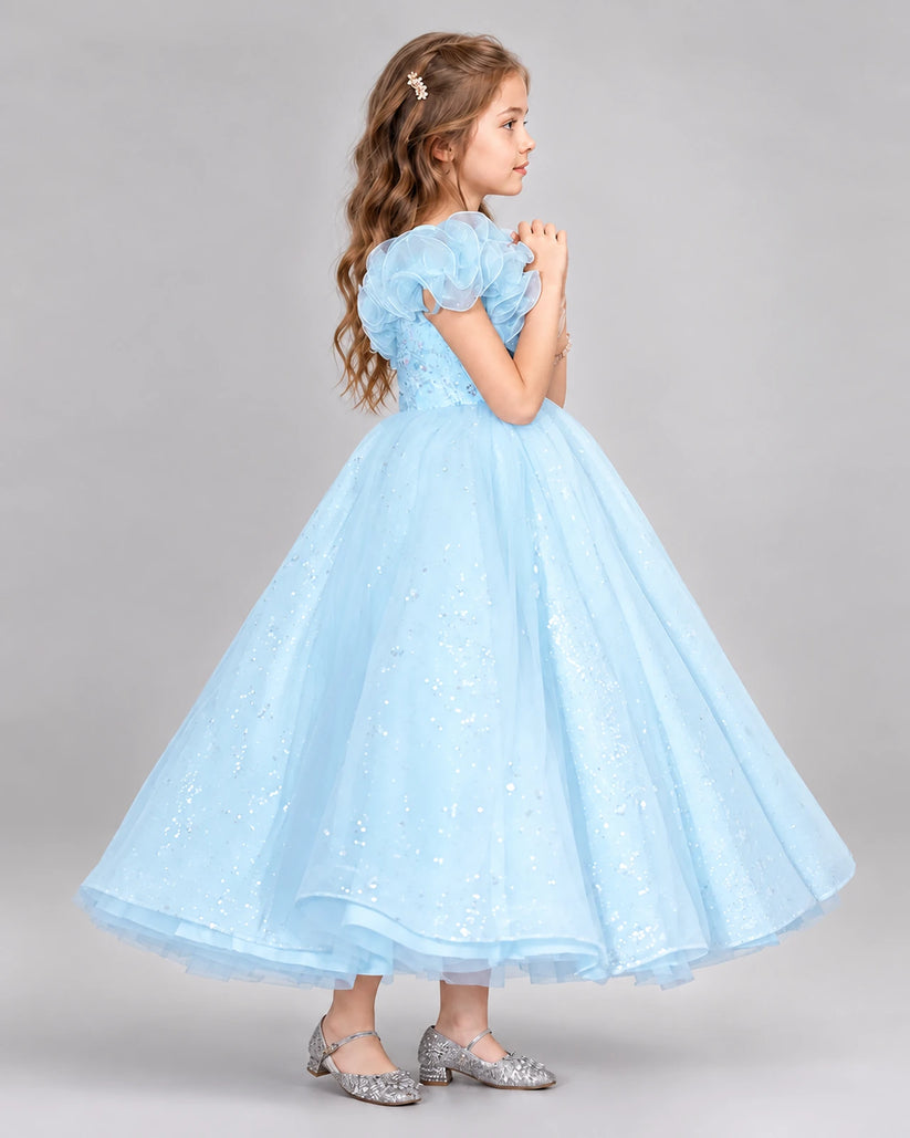 Baby Blue Ball Gown Flower Girl Dresses Side