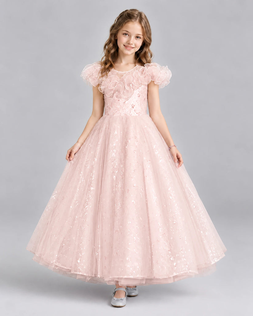 Blush Pink Ball Gown Flower Girl Dresses Front