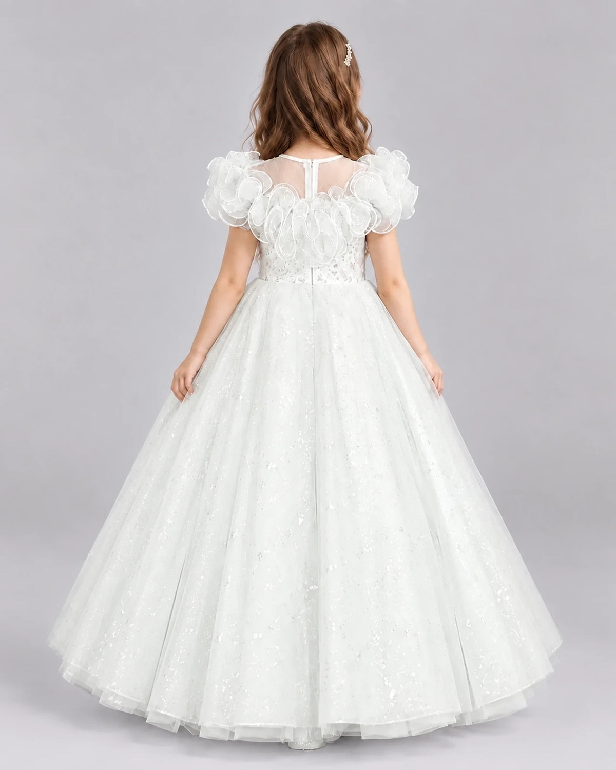 Ivory Ball Gown Flower Girl Dresses Back