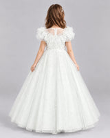 Ivory Ball Gown Flower Girl Dresses Back