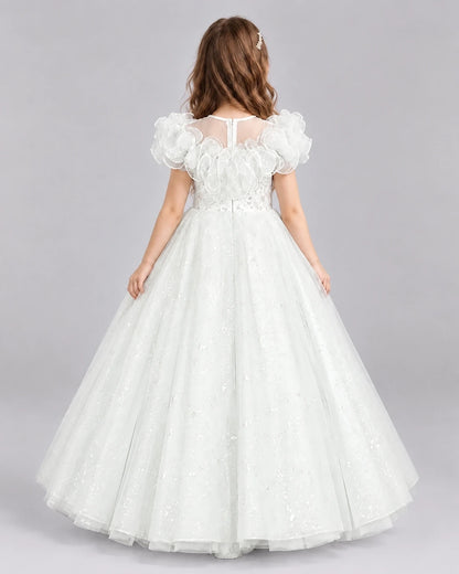 Ivory Ball Gown Flower Girl Dresses Back