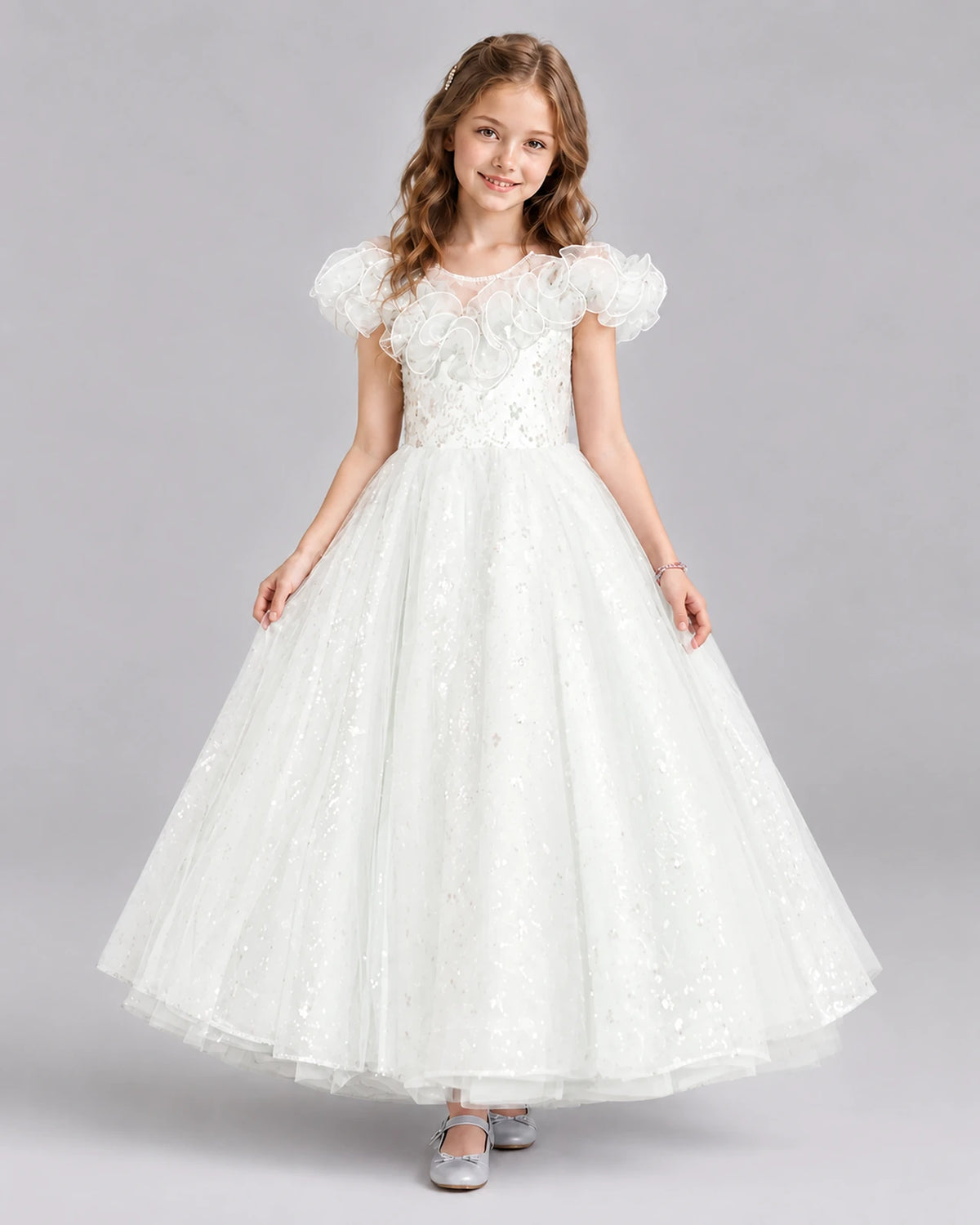 Ivory Ball Gown Flower Girl Dresses Front