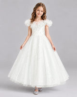 Ivory Ball Gown Flower Girl Dresses Front
