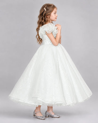 Ivory Ball Gown Flower Girl Dresses Side