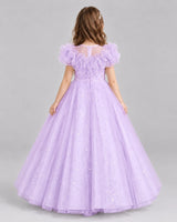 Lilac Ball Gown Flower Girl Dresses Back
