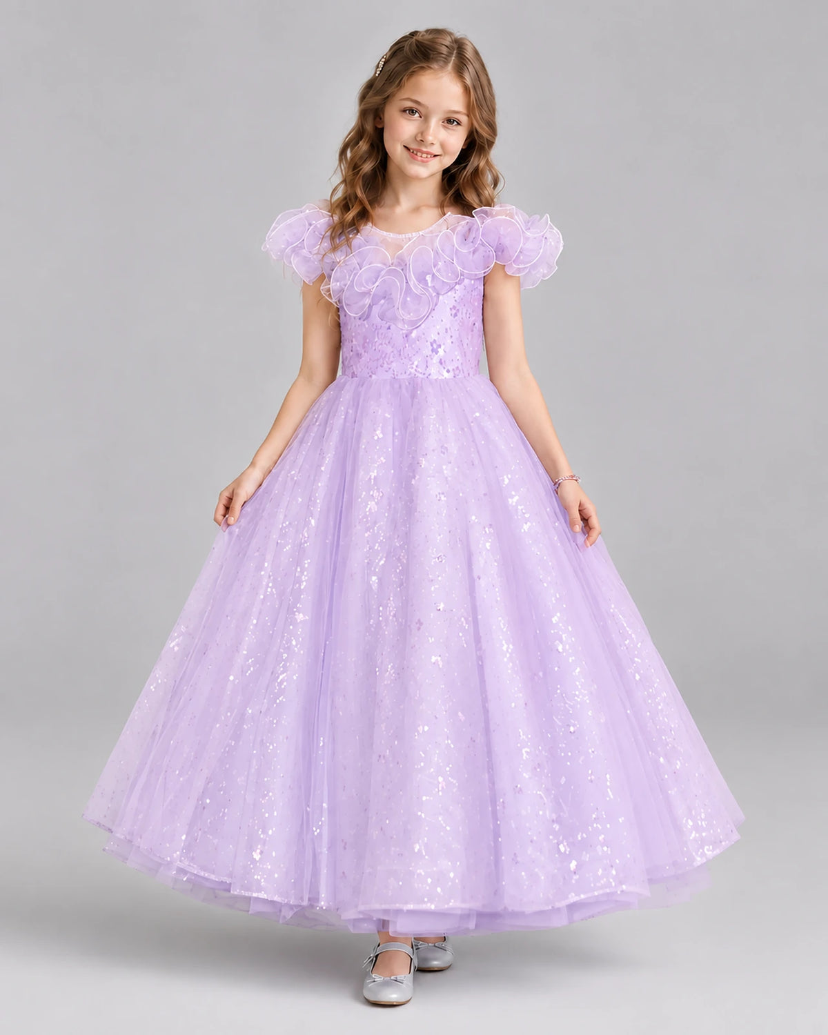 Lilac Ball Gown Flower Girl Dresses Front