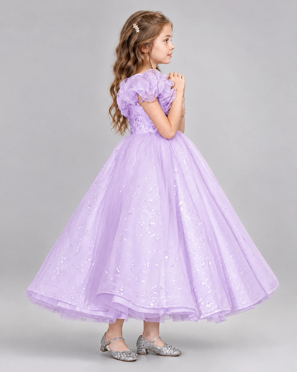 Lilac Ball Gown Flower Girl Dresses Side