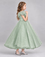 Sage Green Ball Gown Flower Girl Dresses Side