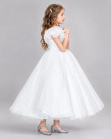 White Ball Gown Flower Girl Dresses Side