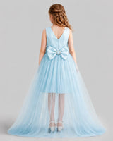 Baby Blue Flared Girls Pageant Dresses Back