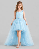 Baby Blue Flared Girls Pageant Dresses Front