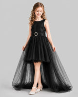 Black Flared Girls Pageant Dresses Side