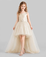 Champagne Flared Girls Pageant Dresses Front