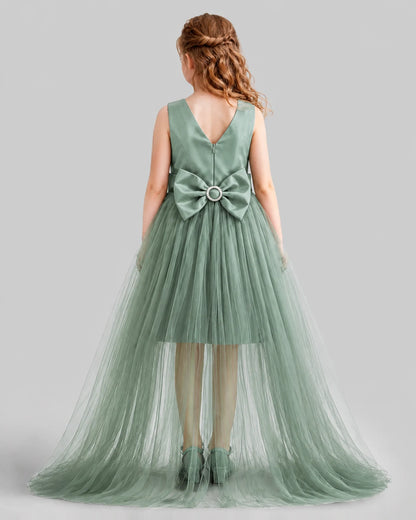 Eucalyptus Flared Girls Pageant Dresses Back