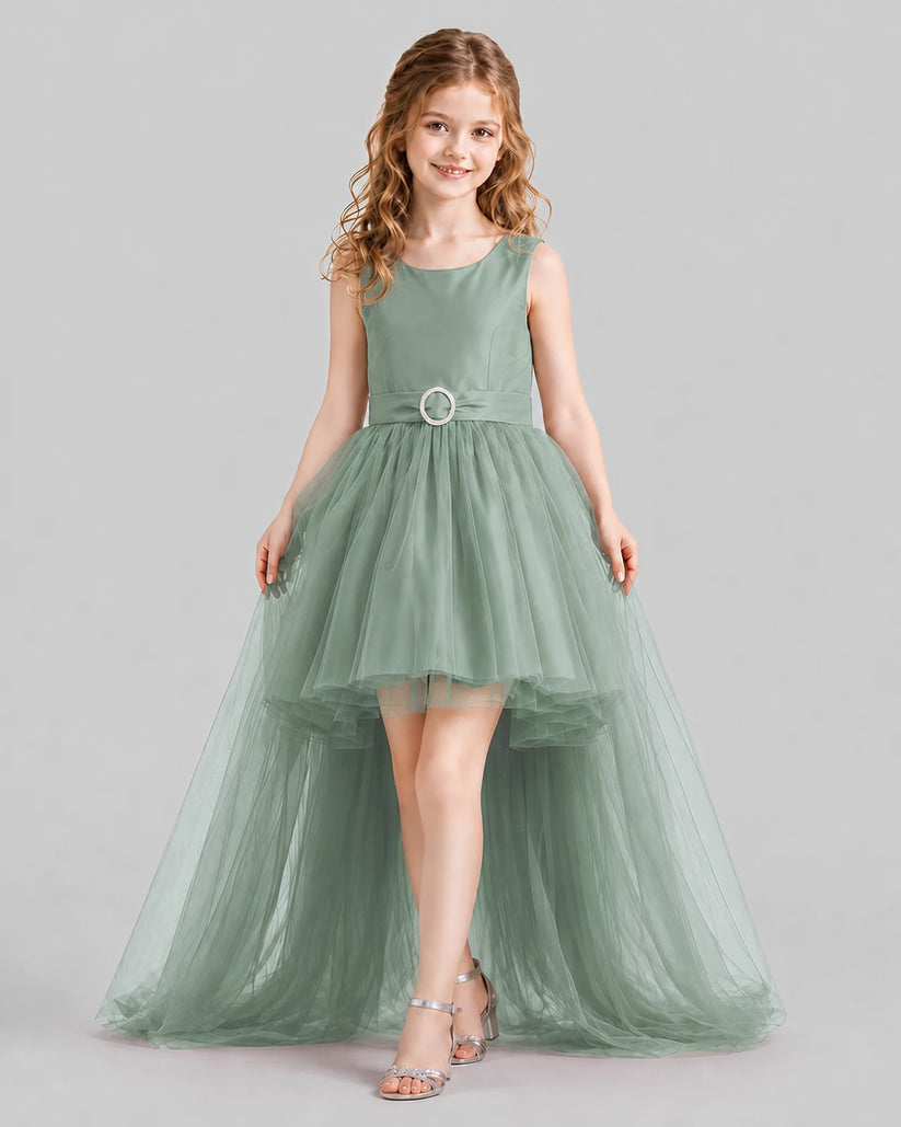 Eucalyptus Flared Girls Pageant Dresses Front