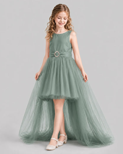 Eucalyptus Flared Girls Pageant Dresses Side
